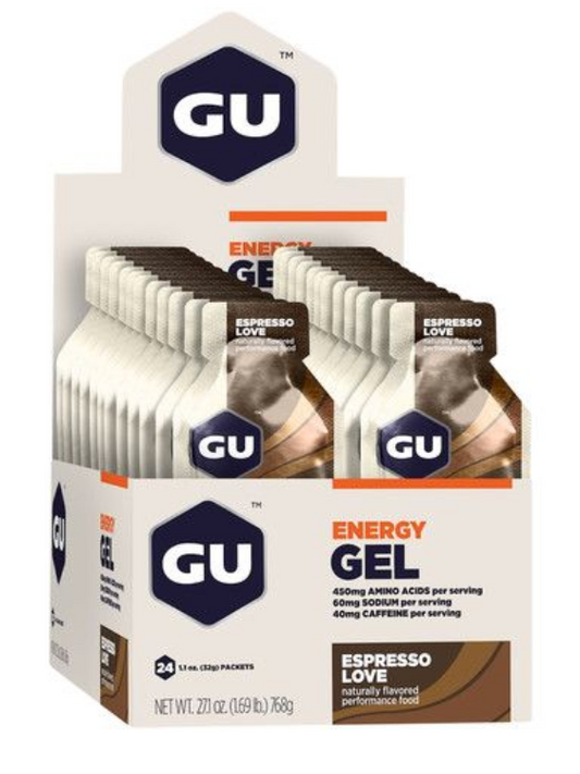 24 stk. GU Energy Gel Espresso Love Box (24x32g) | Energi geler med koffein (Copy)