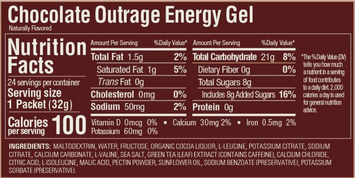 GU Gel Chocolate Outrage | Energi gel med koffein