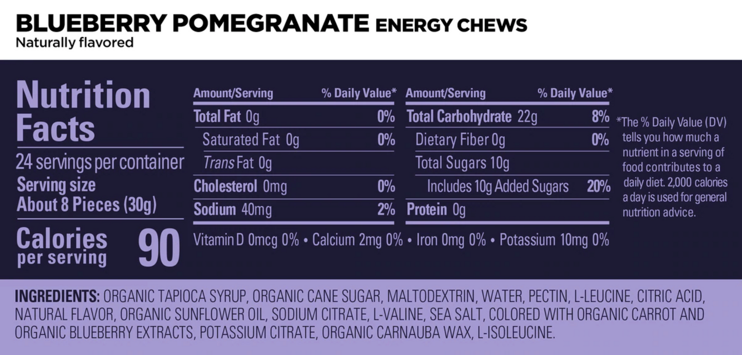 12 pack GU Energy Labs Chews - BLÅBÆR GRANATÆBLE