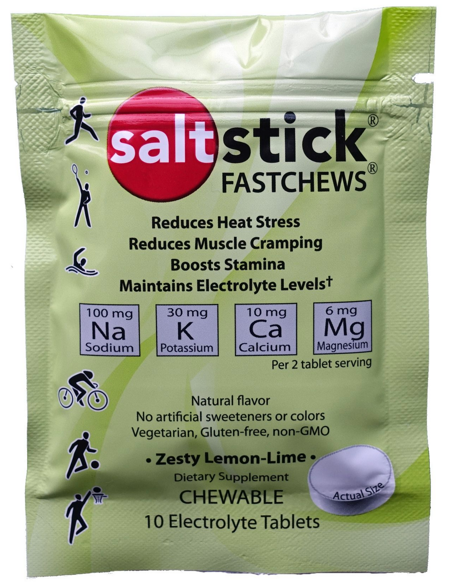 SaltStick salttabletter  120 stk. – Kosttilskud – Box med 12 pakker Fastchews Lemon- lime